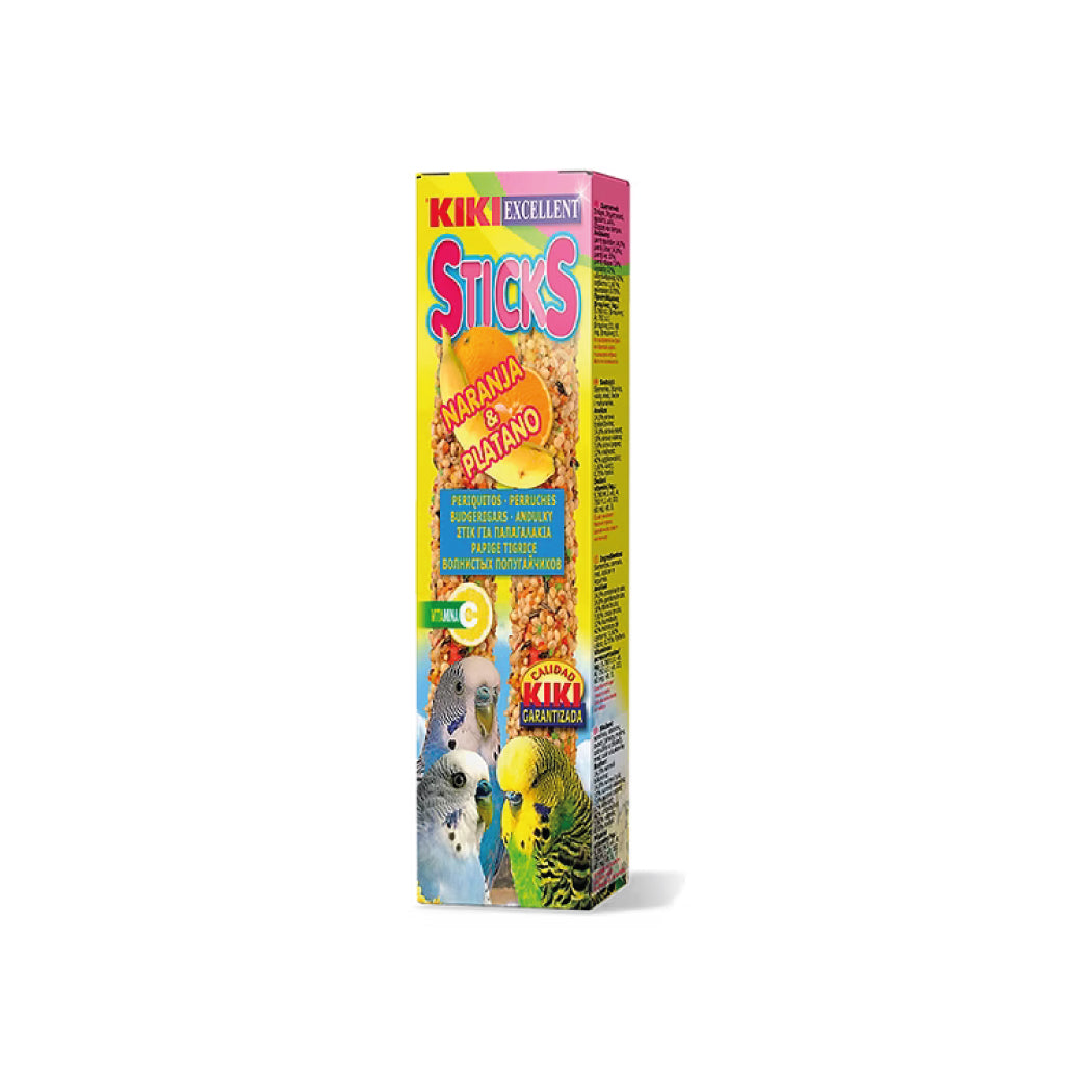 Kiki Sticks para periquitos con naranja y plátano