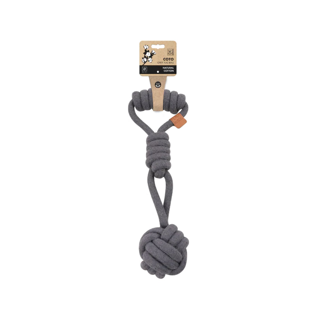 COTO DOG TOY TUG BALL GREY